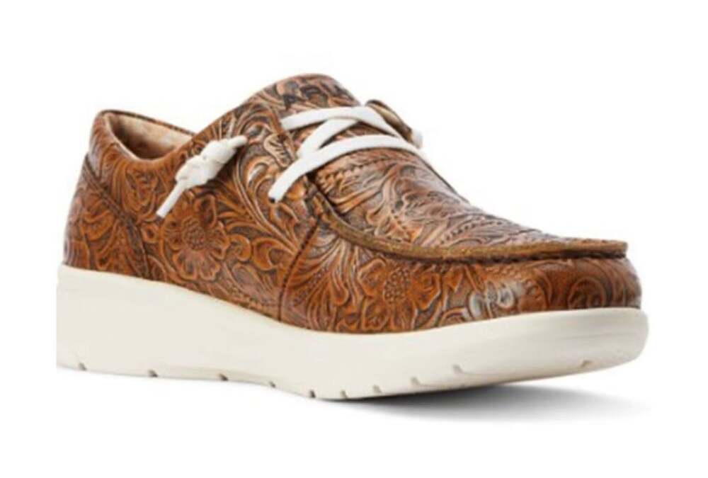 Ariat Women's Brown Floral Embossed Hilo Casual Shoes 10042508 Size US 9